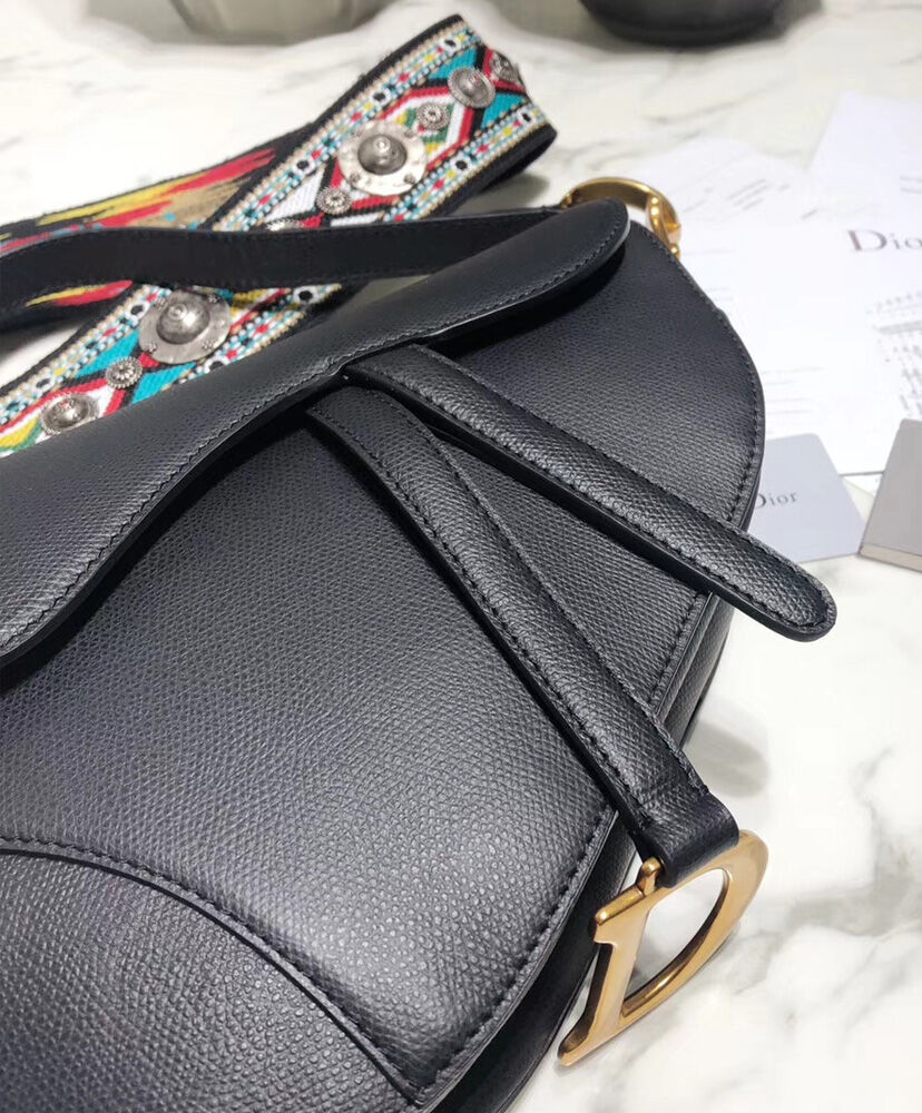 Christian Dior Saddle Bag Leather Black